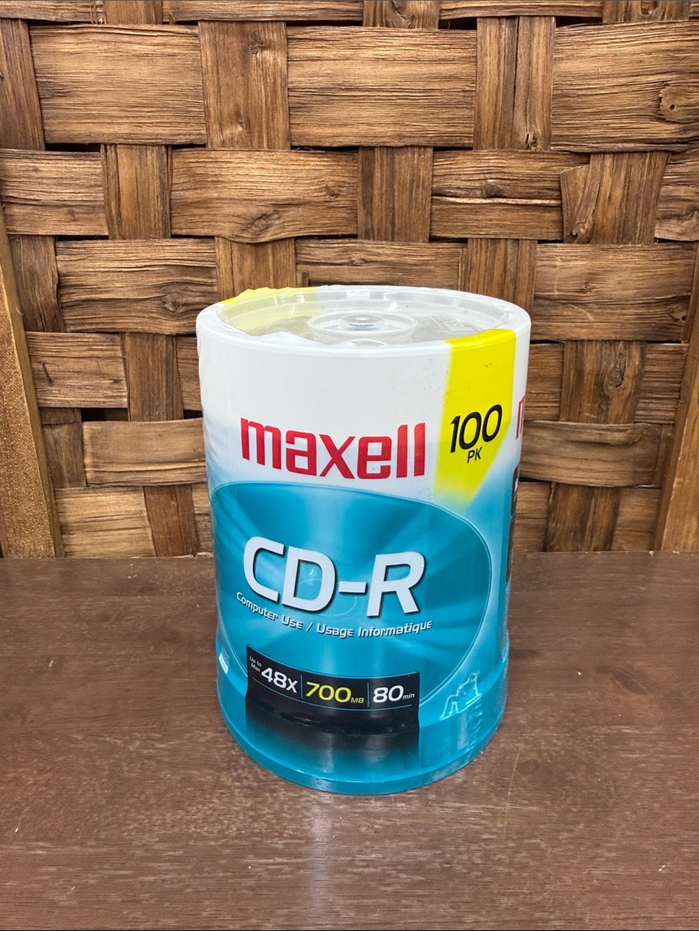 New Sealed Maxell CD-R 100 Pack (Blue/White) - 700MB 48x Recordable Discs